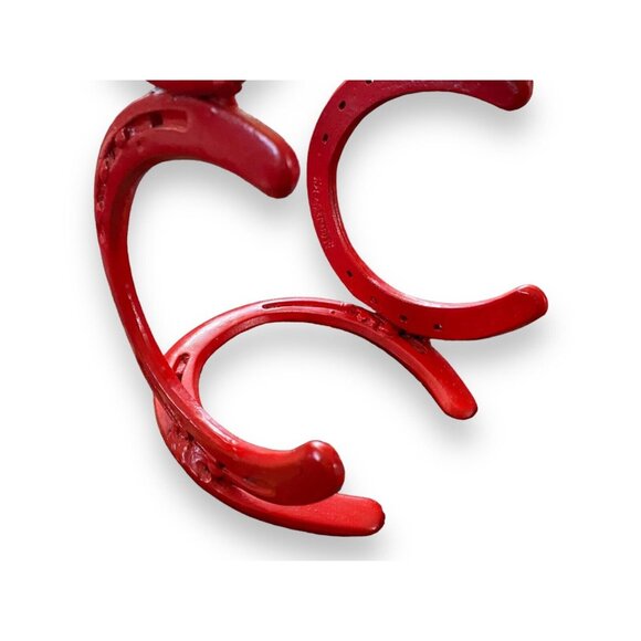 Horse shoe Wine Bottle Rack Hand Made Free Standing Red Horseshoes Country Farm - Picture 4 of 7
